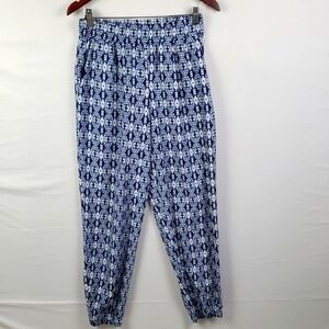 Xhilaration Blue & White Women's Soft Lightweight Jogger Coastal Pants Sz M
